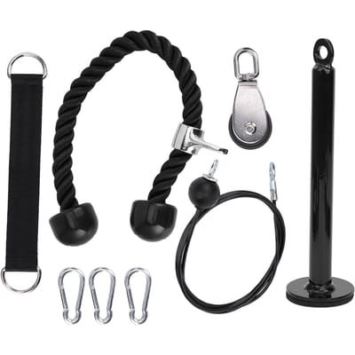 8 Stuks Draagbare Fitnessapparatuur DIY Katrol Touw Oefening Arm Krachttraining Triceps black