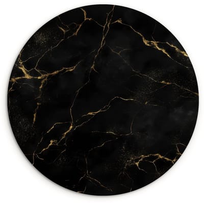 WallCircle® Wandcirkel 120x120 cm - Muurcirkel Zwart marmer - Gouden aders - Klassiek - Muurdecoratie woonkamer - Wanddecoratie slaapkamer - Kamer decoratie accessoires - Ronde schilderijen XXL