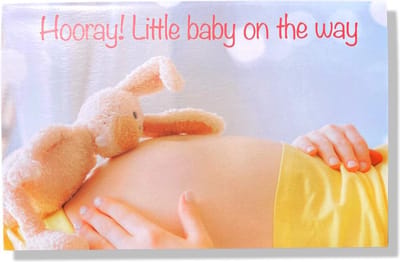 Hooray! Little Baby on the Way! - Luxe In Verwachting wenskaart - 12x17cm - Gevouwen wenskaart met envelop