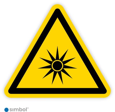 Simbol® - Stickers Optische straling (W027) - Formaat ▲ 5 x 5 x 5 cm.