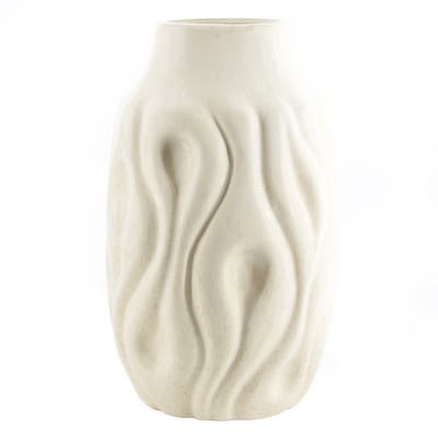HomeBound by KY | Aardewerk vaas waves beige | bloemenvaas
