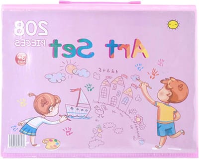 Kleurpotloden Set - Tekenspullen Kinderen - Creatief Bezig Zijn - 208 Delig - Draagbare Etui - Roze