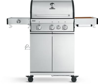 BURNHARD® 3 Branders gasbarbecue FRED Deluxe BLACK Series 3 incl. achterbrander, keramische 900°C infraroodbrander, zijkookplaat, RVS grillrooster + uitklapbare zijtafels