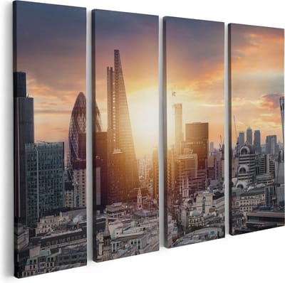 Artaza Canvas Schilderij Vierluik Londen Stad bij Zonsopgang - 80x60 - Foto Op Canvas - Canvas Print