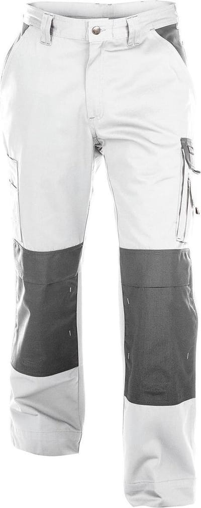 Dassy Boston Tweekleurige werkbroek met kniezakken 200426 (245 g/m2) - binnenbeenlengte Standaard (81-86 cm) - Wit/Cementgrijs - 67