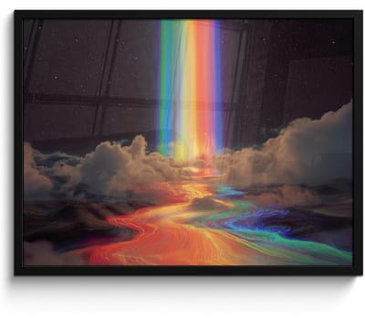 Poster in lijst - Fotolijst 80x60 cm - Posters - Regenboog - Verticaal - Sterrenhemel - Wolken - Posterlijst zwart - Decoratie - Wanddecoratie woonkamer - Muurdecoratie slaapkamer