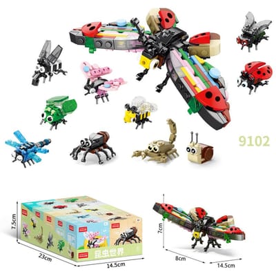 10 Stuks Creatieve Bouwstenen Dier Kerstauto Oceaan Insect Model Kinderen Gemonteerd Speelgoed Interessant Dierlijk Ornament Cadeaus
