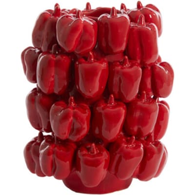 Light & Living Vaas Bellpepper - Rood - 23,5x23x32,5cm - Keramiek - Modern - Bloemenvaas - Woondecoratie - Decoratieve vaas voor woonkamer of slaapkamer