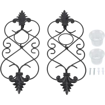 2 PIÈCES Bougeoir Mural Suspendu Fer Suspendu Appliques Murales pour Décoration Intérieure Mariages black