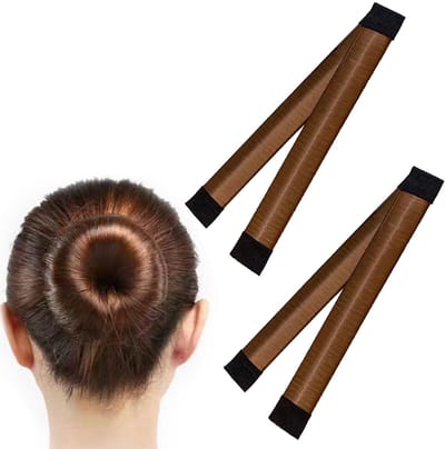 Haarknotmaker, 2 stuks haarknot Franse knotmakers voor haar Twist Fold Haardonuts voor knotten Easy Hair Donut Deft Haarknotmaker Haarknotaccessoires voor meisjes Vrouwen (roodbruin)