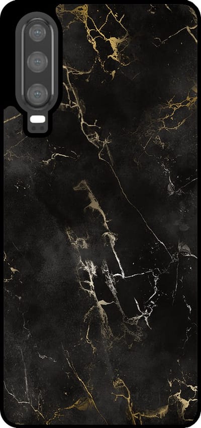 Smartphonica Telefoonhoesje Geschikt voor Huawei P30 met marmer opdruk - TPU backcover case black marble design - Zwart geschikt voor Huawei P30