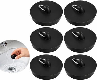 Wastafelstop Set - Afvoer Stopper - Water Dicht Maken - Duurzaam Rubber - 6 Stuks 47-42 mm - Zwart
