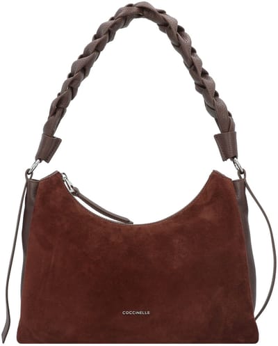 COCCINELLE Leren schoudertas Suede Bimaterial Shoulderbag Brunette donkerbruin
