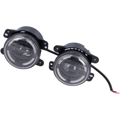 Phare Antibrouillard LED Blanc Halo DRL 4 pouces 30W 12-24V Étanche Convient pour Jeep Wrangler 2007-2018 black