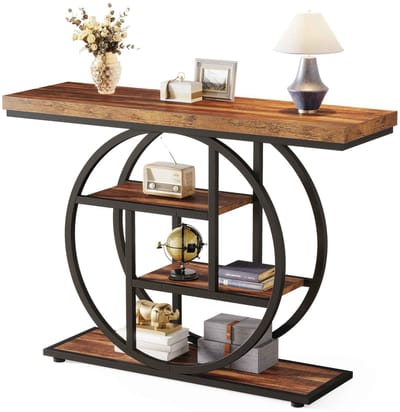 CORE Consoletafel - O-vormige entreetafel - Haltafel - Gangtafel - Bijzettafel - 4 Planken - Industrieel design - 105x30x80cm