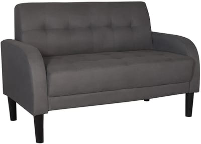 Zitbank 2 zits Ghislaine bankje grijs bankstel 120cm stof bank zetel