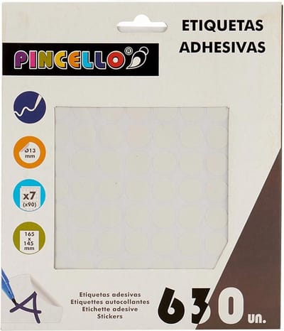 Pincello Etiketten Zelfklevend Rond 13 Mm Papier Wit 630 Stuks