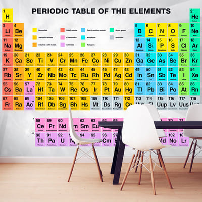 200cm X 140cm - Fotobehang - Periodic Table of the Elements , Periodiek Systeem, premium print vliesbehang