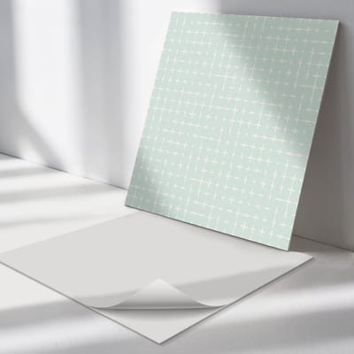 Wallfluent Vinyl Tegels - Geometrie van Lijnen en Kruisen Vloer Tegels PVC - 30 cm x 30 cm - Munt PVC Tegels - 9 stuks - Vierkant PVC Tegels - Patroon Plaktegels - Zelfklevende PVC Tegels - Plaktegels Keuken en Badkamer