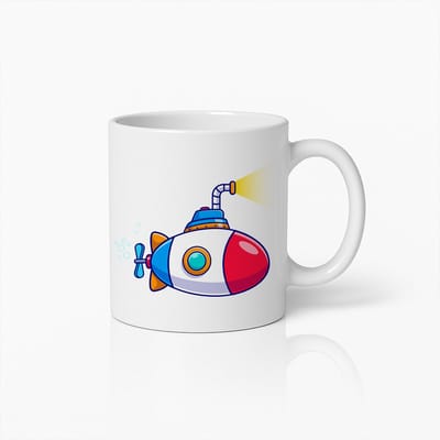 Kleurrijke Onderzeeër Cartoon Mok – Leuke Onderwater Avontuur Koffiebeker voor Kinderen en Zee Liefhebbers