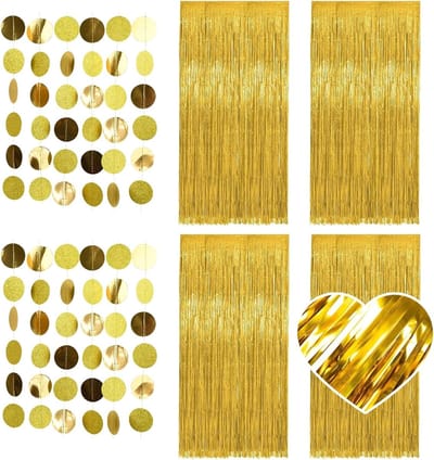 6 Stuks Glanzende Lametta Gordijnen, Zilveren Folie Fringes voor Feestdecoratie, Verjaardag, Babyshower en Bruiloft