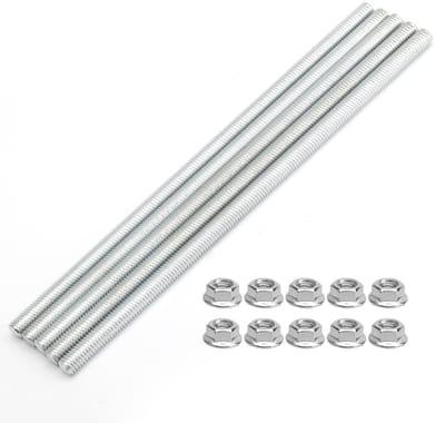 Dailygoods- Schroefdraadstangen M8 - 5 stuks - 200 mm - Roestvrij staal - Flensmoeren - DIN 975 - Hoogwaardige kwaliteit - Draadstang