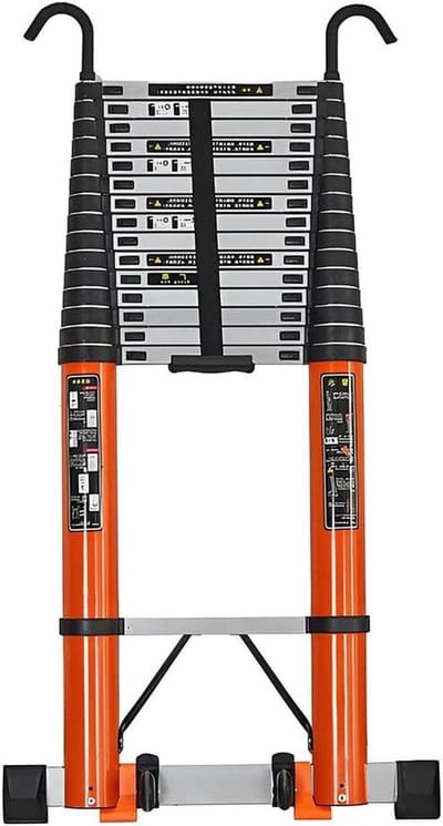 Telescopische Ladder - Vouwtrap - Werk op hoogte - Met anti-slip haken - Max 8 meter - Zwart/Oranje