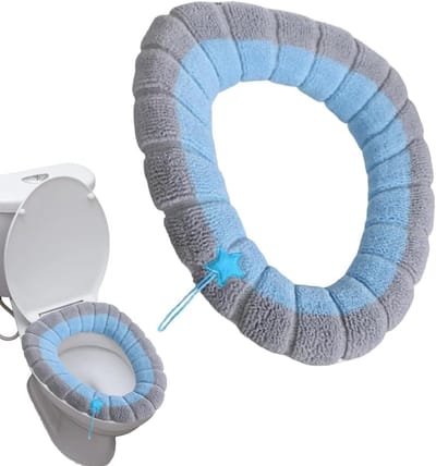 Toiletzitting Hoezen - Zachte Kussens - Badkamer Comfort - Wasbaar Stof - 42x32 cm - Blauw