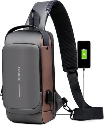 Schoudertas - Mannen - Vrouwen - Mode - Waterdichte Usb - Crossbody Bag - Anti-Diefstal - Reizen - Messenger - Sling - Mode - Design - Borst tas - Linker en rechter schouder - Zwart/Bruin