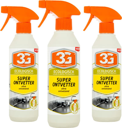 3x 3G Professioneel Superontvetter Ecologisch 500 ml - Ontvetter - Keukenreiniger - Ecologisch - Biologisch Afbreekbaar - Vette Aanslag - Fornuis Reiniger - 3-Pack