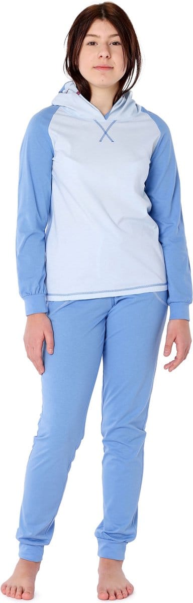 Ladeheid Meisjes Pyjama - met Capuchon - Lange mouwen - Lange broek - Katoen - LA-LA40-237-PJ - Blauwe Haai - 158