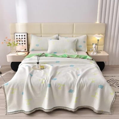 Hoge Kwaliteit Geborduurde Zomer Koeldeken High End Gebreid Katoen Queen Quilt Gewatteerde Bijvoetvezel Dunne Dekbed Koel 100x200cm 1pcs