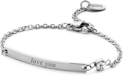 CO88 Collection Inspirational 8CB 90132 Stalen Plaatarmband met Tekst - Love You - Lengte 16 + 3 cm - Zilverkleurig