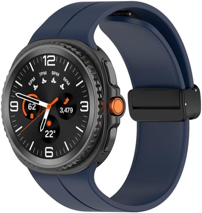Siliconen bandje - geschikt voor Samsung Galaxy Watch 8 (40mm) / Galaxy Watch 8 (44mm) / Galaxy Watch 8 Classic - magneetsluiting - donkerblauw