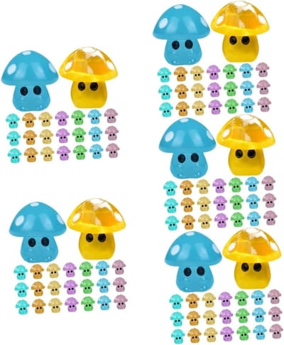 Paddestoel Ornamenten - Miniatuur Beeldjes - Tuin Decoratie - Glow in the Dark - 5 Sets 280 Stuks - Assorti Kleuren
