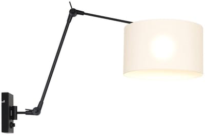 Zwarte wandlamp Prestige Chic 8120ZW met draaibaar en kantelbaar arm, gemaakt van metaal en textiel, voor binnengebruik