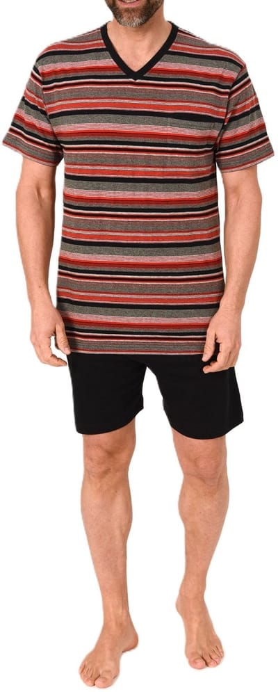 Normann herenpyjama Shorty met korte mouwen in een gestreepte look