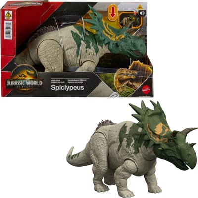 Jurassic World Rebirth Wild Brullende Spiclypeus - Met geluid en met de staart gestuurde kopstoten