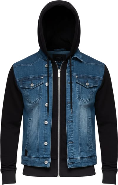 OMBRE Jas - Katoen - Rits - Effen Jeansblauw / Zwart S