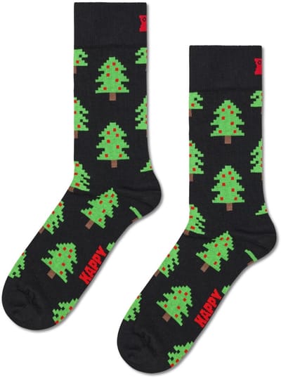 Happy Socks unisex sokken holiday trees zwart