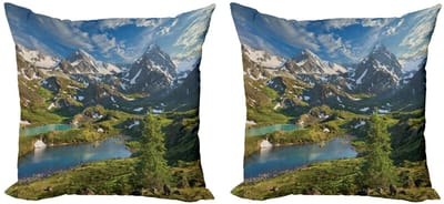 ABAKUHAUS Berg Kussenhoes Set – 2x40x40 cm – Dubbelzijdig bedrukt – Multicolor