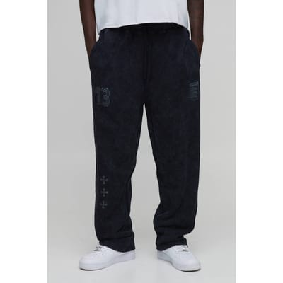 Oversized Lage Kruis Gewassen En Distressed Dubbele Tailleband Jogger | Black | Size Small