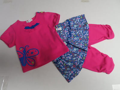 Ensemble - 3 pack - Meisje - T shirt fuchia + rok bloem + legging fuchia - 2 jaar 92