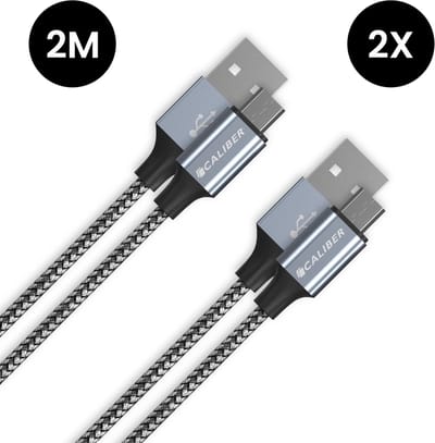 2 Stuks USB C Kabel - 2 Meter - USB naar USB C - USB-C Kabels - USB C naar USB A - Oplaadkabels - Stevige Nylon Kabels (CL-UC2-2PACK)