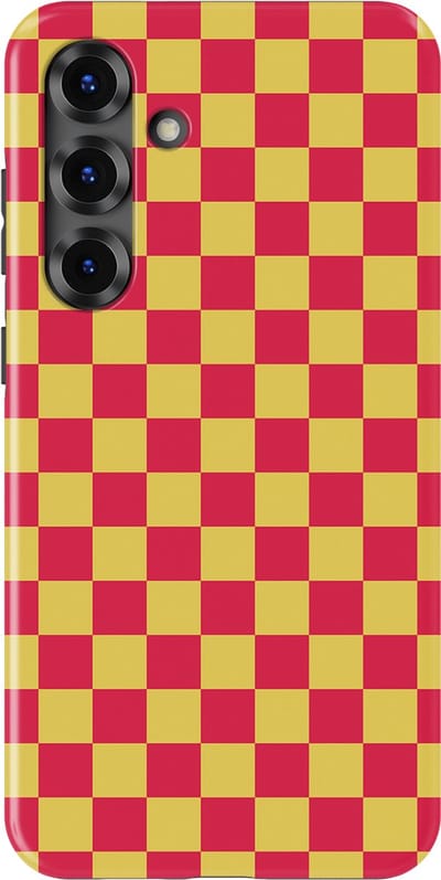 Design Hoesje Samsung Galaxy S25 Plus | Geschikt Voor Mag | Tiny Squares Checkered Print | Backcover Samsung Galaxy S25 Plus Cherry Checker