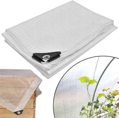 KOTARBAU® Afdekzeil, Polyethyleen, 3 x 4 m, Transparant, Met Ogen, UV-Bestendig, Beschermzeil, Afdekzeil Waterdicht, Zeil Afdekking, Bouwzeil, Tuin, Groot Formaat