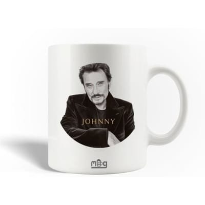 Mug en Céramique Johnny Hallyday Chanteur Affiche Noir Blanc