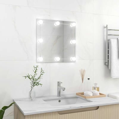 vidaXL - Wandspiegel - met - LED-lampen - vierkant - glas