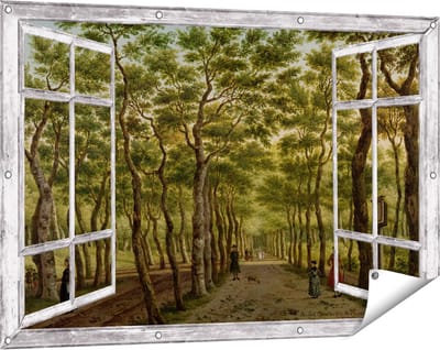 Gards Tuinposter Doorkijk Het Herepad in het Haagse Bos - Paulus Constantijn la Fargue - 120x80 cm - Tuindoek - Tuindecoratie - Wanddecoratie buiten - Tuinschilderij