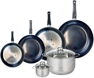 Set van 4 Koekenpannen 20, 24, 28 en 32 cm en 2 kookpotten 12 en 24 cm Elo Prima Brillant